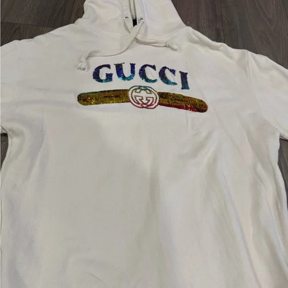 Gucci Multicolor Logo Cream Hoodie - Picture 3 of 6